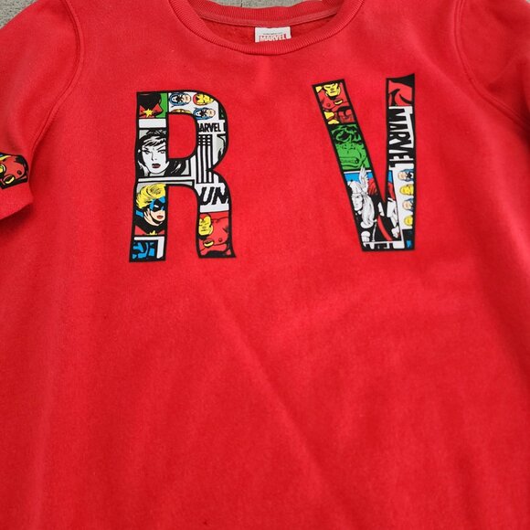 Marvel Comic Fill Logo‎ Pullover Sweatshirt Crewneck Womens size XL in Red - Picture 4 of 14